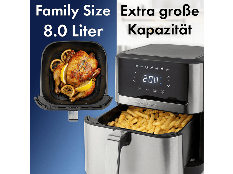 Profi Cook PC-FR 1269 H Heißluftfritteuse 8 l, 1800 Watt, Silber — Foto 5 von 5