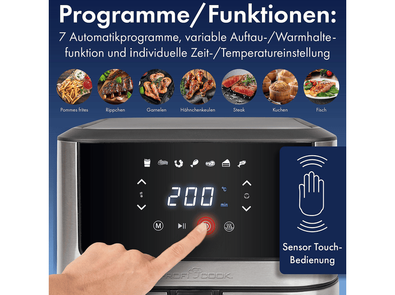 Profi Cook PC-FR 1269 H Heißluftfritteuse 8 l, 1800 Watt, Silber — Foto 3 von 5