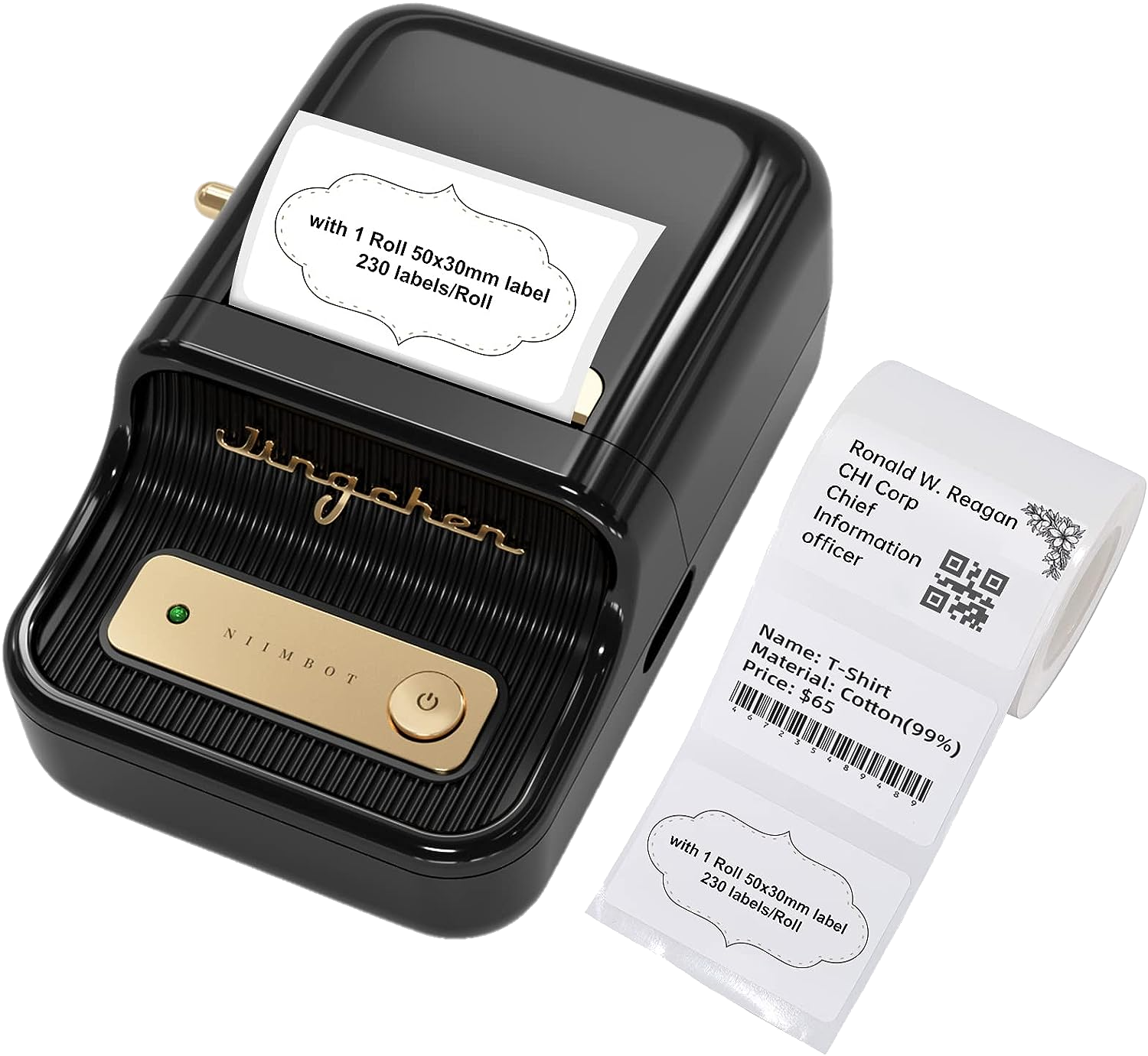 NIIMBOT B21 hordozható címkenyomtató, Bluetooth, 20-50 mm széles címke, fekete (B21Black)