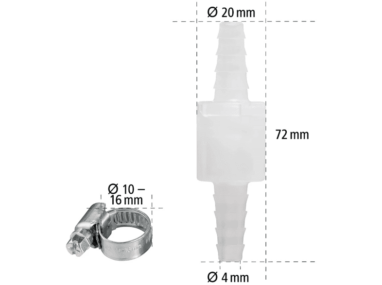Xavax 00220733 Rückschlagventil, mit 2 Schlauchschellen, für max. Ø 10 mm — Foto 2 von 3