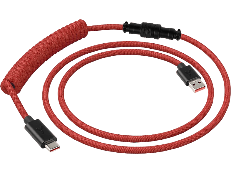 System-S USB-C Auf USB-A Kabel – Gewinkelt, Spiralförmig Dehnbar 50-100 Cm