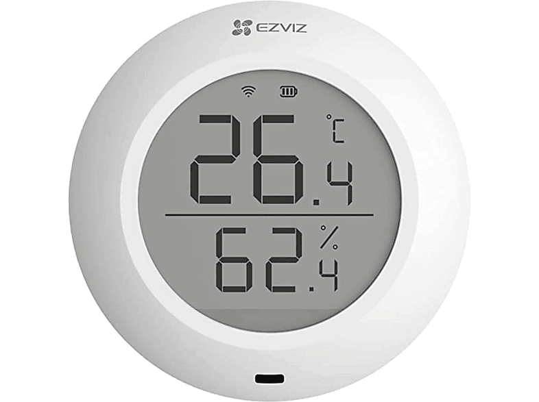 Sensor de temperatura y humedad - Ezviz T51C, Pantalla 1.8", Blanco