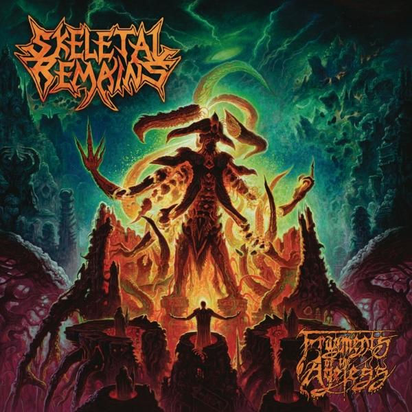 Album borító többkarú figurával, tüzes tájban. Metal album.