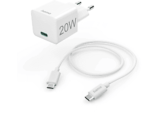 HAMA FIC E3 Univerzális hálózati USB Type-C töltő mini, 1m töltőkábel, PD, QC, fehér, 20W (201675)