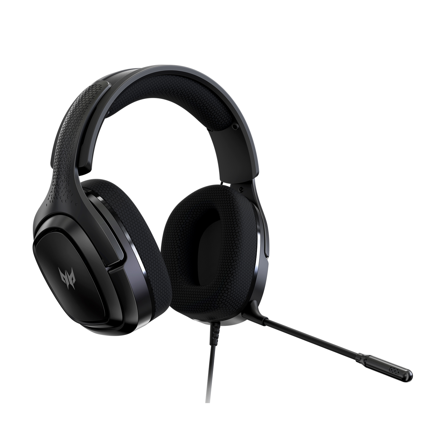 Cuffie da gioco nere con microfono, isolate.