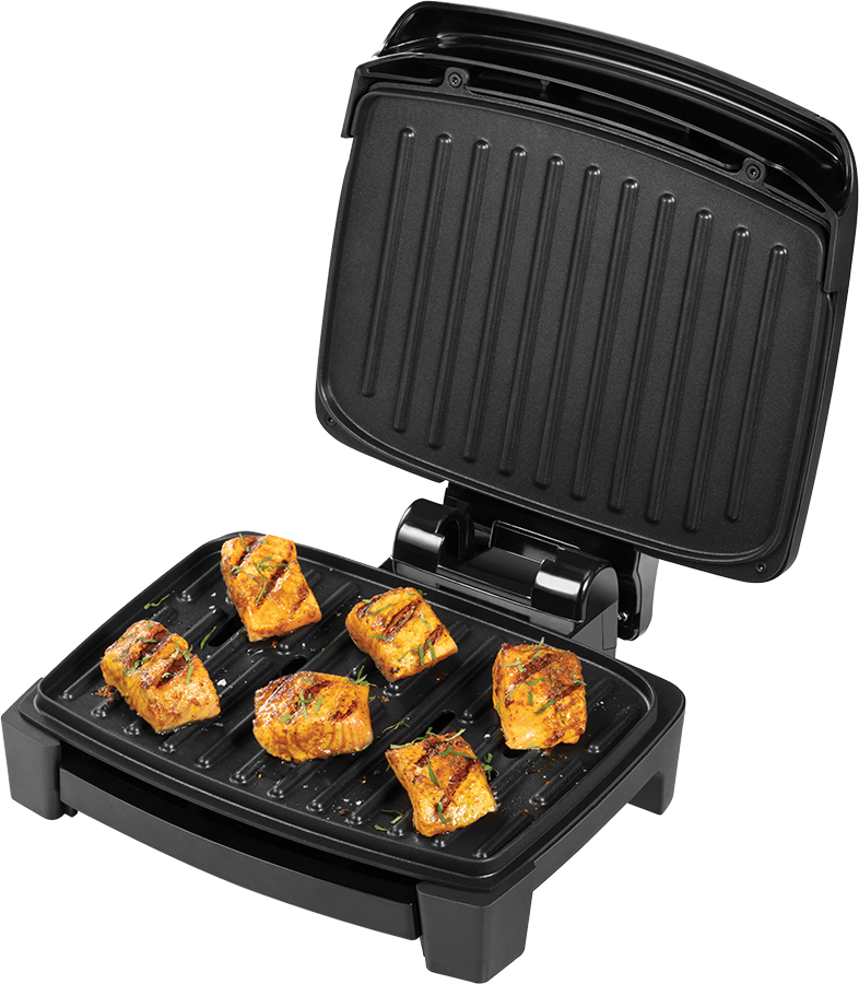 Fekete grill sült hallal.