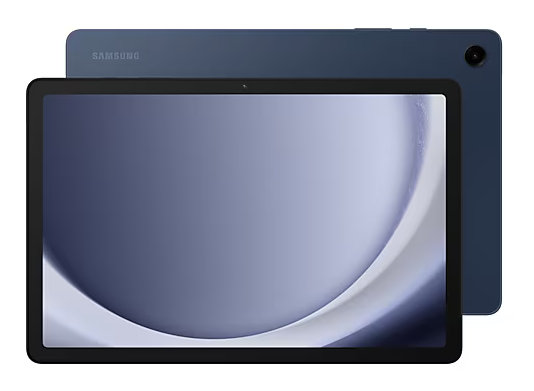 Tablet na białym tle z jasnoniebieskim ekranem z gradientem.