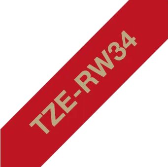 Banner diagonale rosso con testo "TZE-RW34". Sfondo nero.