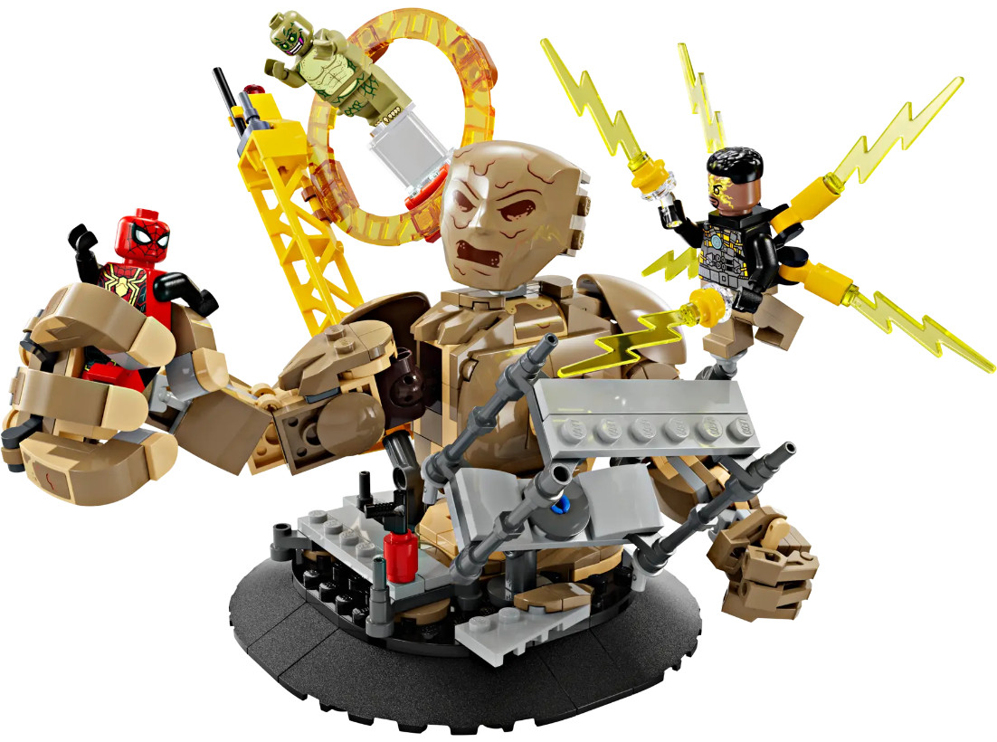 Zestaw Lego z figurkami Spider-Mana, Sandmana, Electro i Jaszczurki.