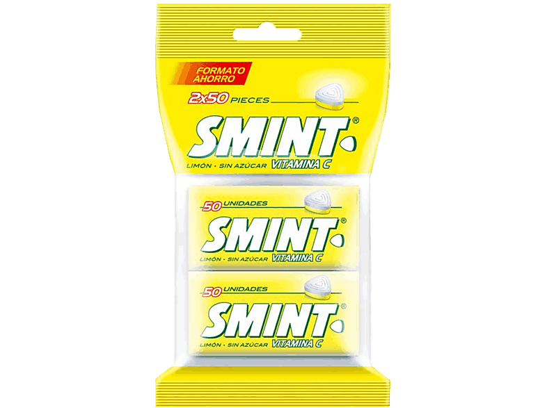 Caramelos - Smint Twinpack, Sabor Limón, Sin gluten, azúcar, Vitamina C, 2x50 unidades, 70g