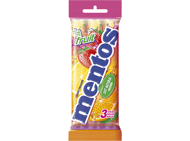 Caramelos - Mentos Tripack (by Chupa Chups), Sabor frutas, 3x12 unidades, 114g