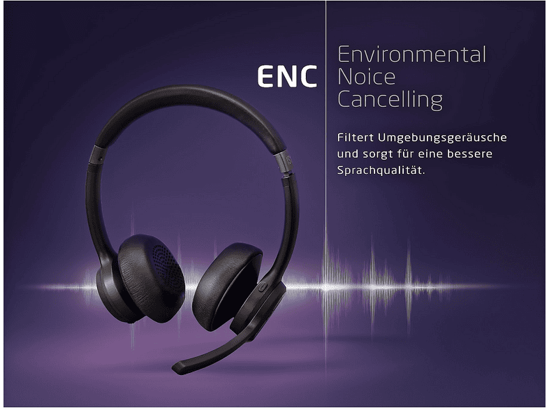 ISY IHS-8100 Office Headset, On-Ear, Bluetooth, Noise Cancelling, Schwarz — Foto 3 von 4