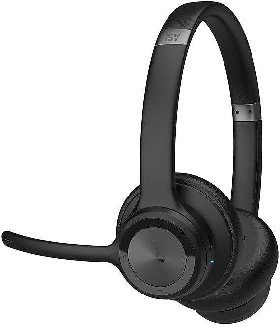 Ein schwarzes Headset mit Mikrofon ist zu sehen.