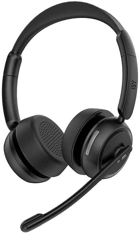 Schwarzes Over-Ear-Headset mit Mikrofon. Das Headset ist angewinkelt dargestellt.