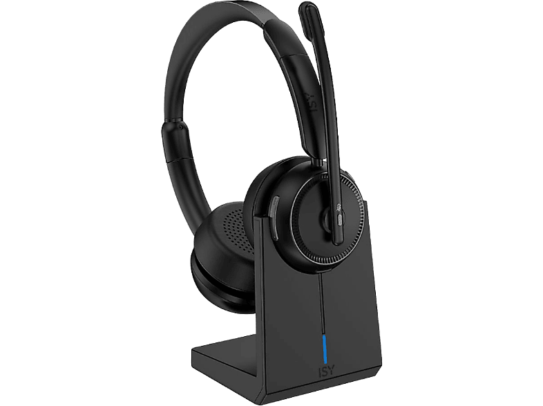 ISY IHS-8200 Office Headset mit Docking Station, On-Ear, Bluetooth, Noise Cancelling, Schwarz