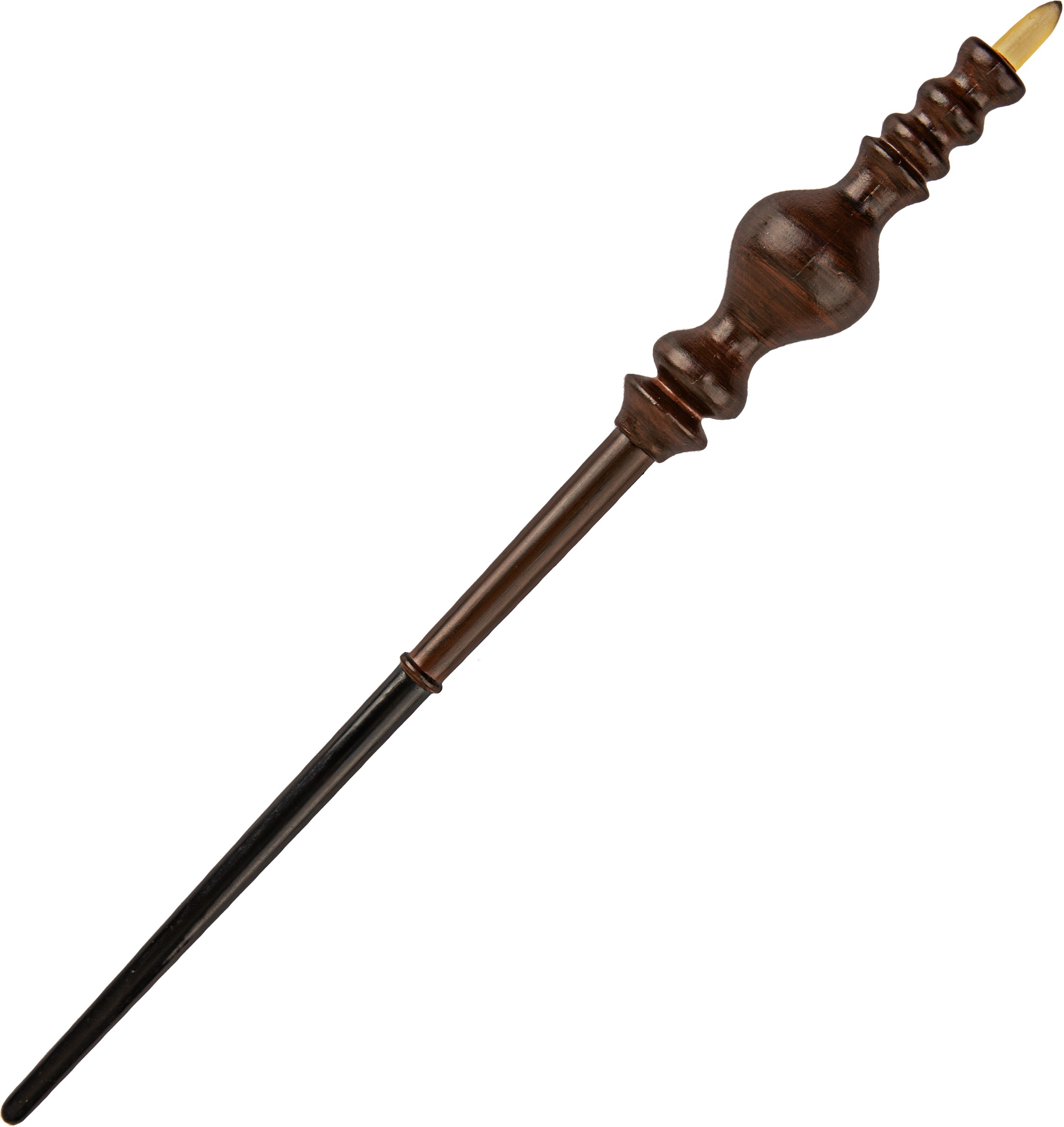 Ein brauner Harry-Potter-Zauberstab mit schwarzer Spitze.