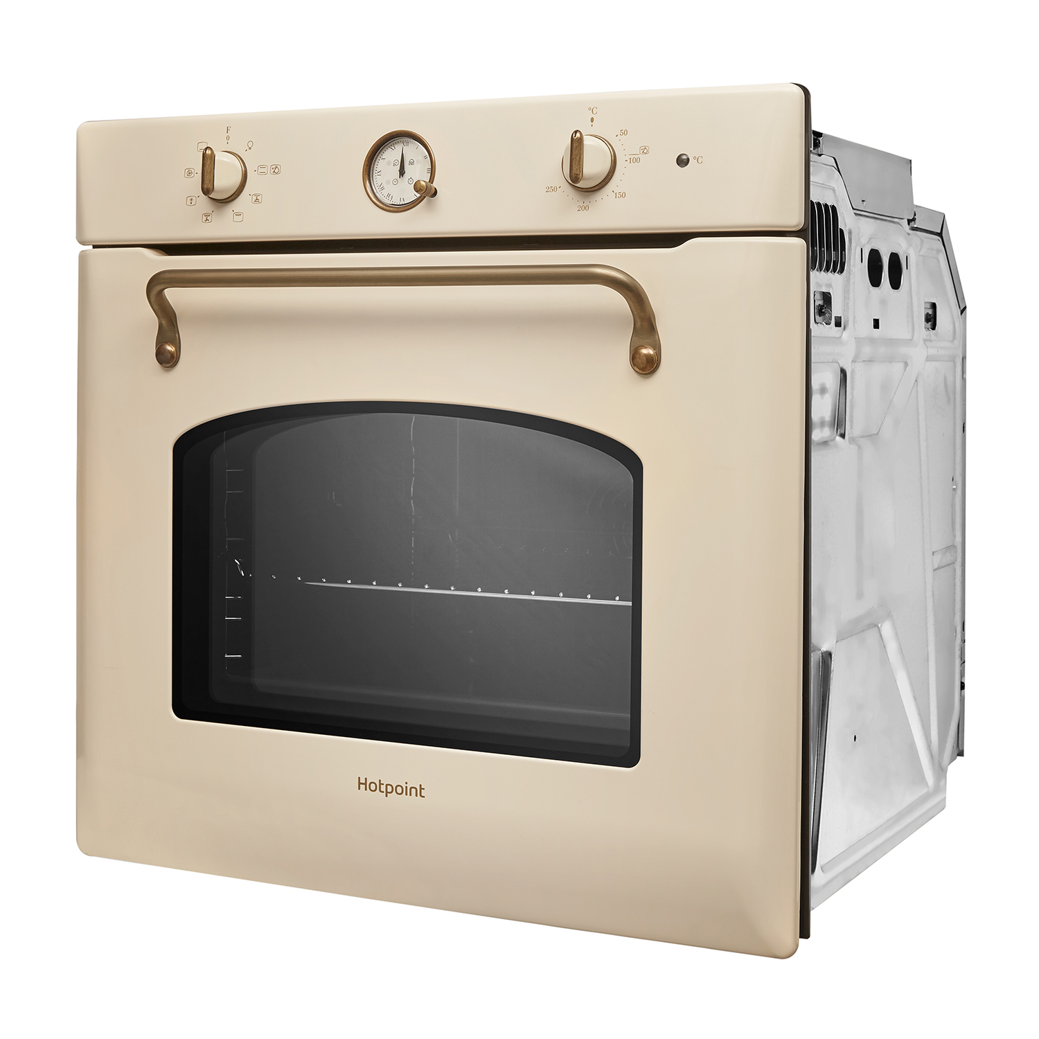 Un forno Hotpoint beige.