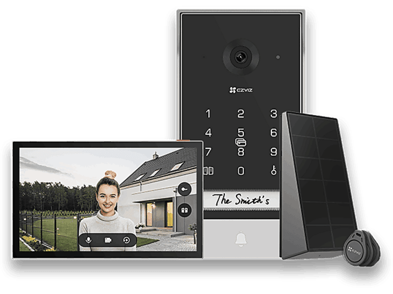 Videoportero - Ezviz EP7, 2K, Pantalla táctil 7", Audio bidireccional, WiFi, Carga solar, Negro