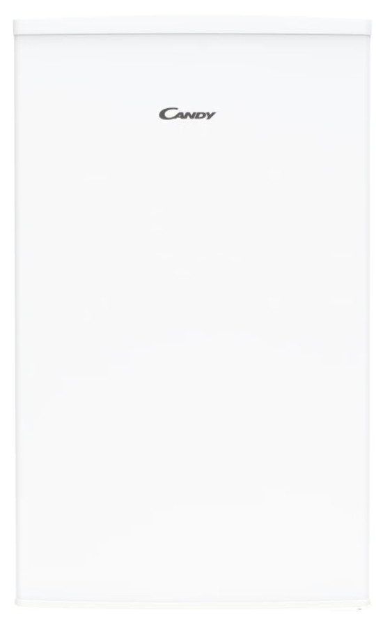 Biała lodówka Candy z logo Candy. To prosty, pionowy model.