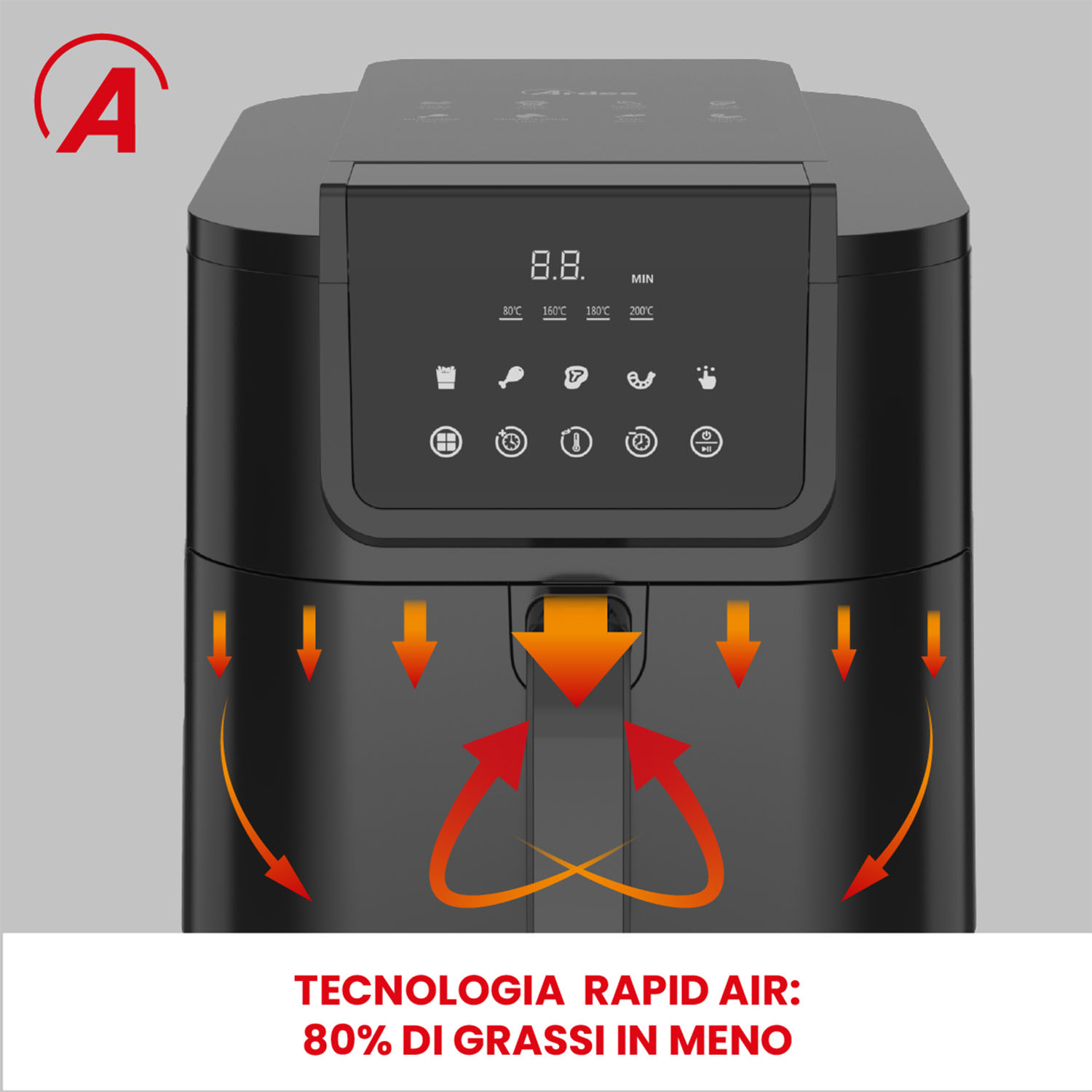 Friggitrice ad aria calda, 4,5 l, Smart Airfryer con schermo completo e finestra di visualizzazione, 8 programmi, cottura e cottura senza grasso, friggitrice ad aria calda Hriteuse con facile pulizia