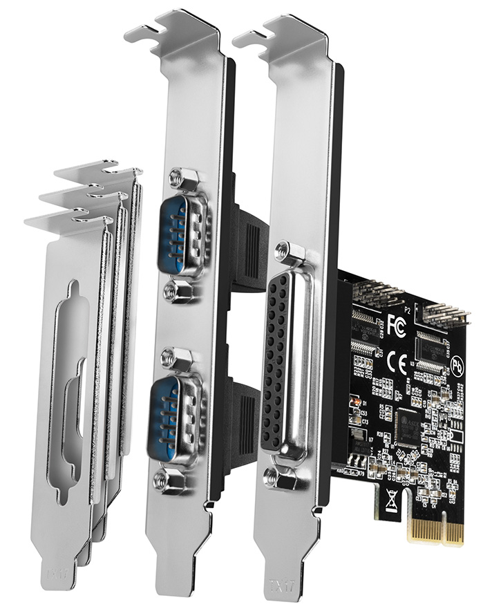 AXAGON PCIe x1 DB25 párhuzamos port és 2x RS-232 soros vezérlő kártya, ASIX AX99100 chip (PCEA-PSN)