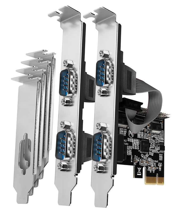 AXAGON PCIe x1 sorosport vezérlő kártya, 4x RS-232 DB9 port, ASIX AX99100 chip (PCEA-S4N)