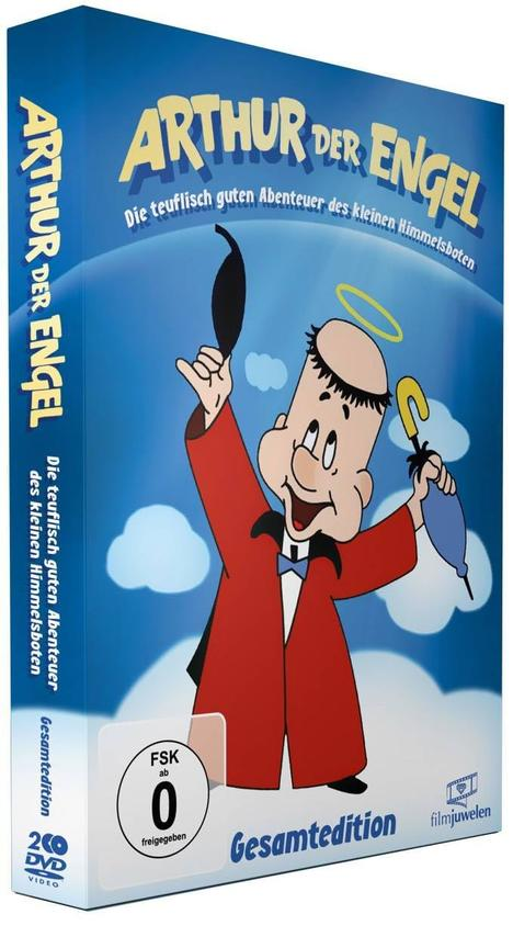 DVD-Hülle zeigt einen Engel-Cartoon-Charakter mit Heiligenschein und Regenschirm.