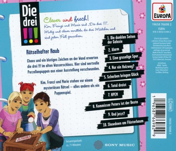 Ein Buchcover zeigt drei Kinder, eine Kiste und Text mit einem Logo.