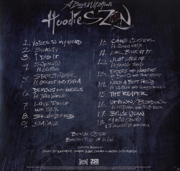 Rückseite eines Musikalbums mit Titelliste und Credits.
