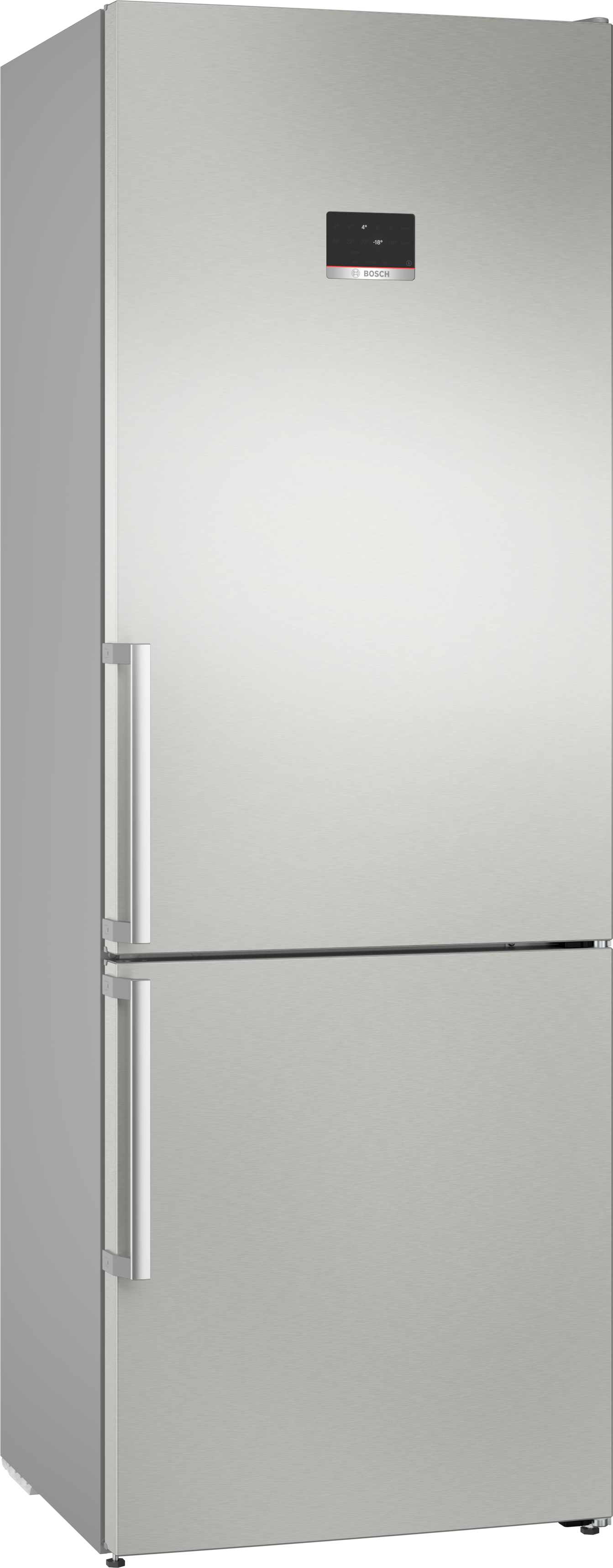 Edelstahl-Bosch-Kühlschrank, Zweitürig, groß und schlank.