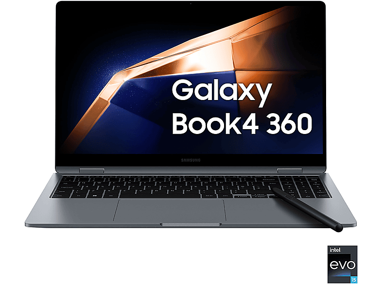 Samsung Galaxy Book4 360 convertibile 2 in 1, 15,6", processore Intel Core 5 120U, 16 GB, 512 GB Ssd, Grigio siderale Notebook