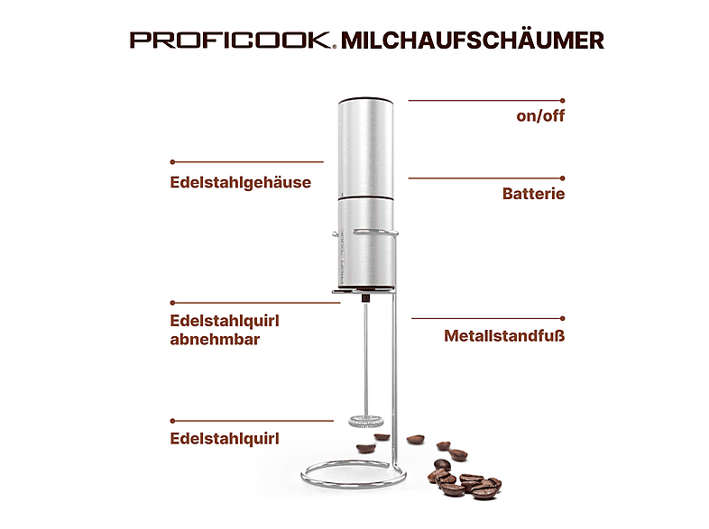 Profi Cook PC-MS 1273 Milchaufschäumer Inkl. Metallstandfuß (Silber) — Foto 4 von 5