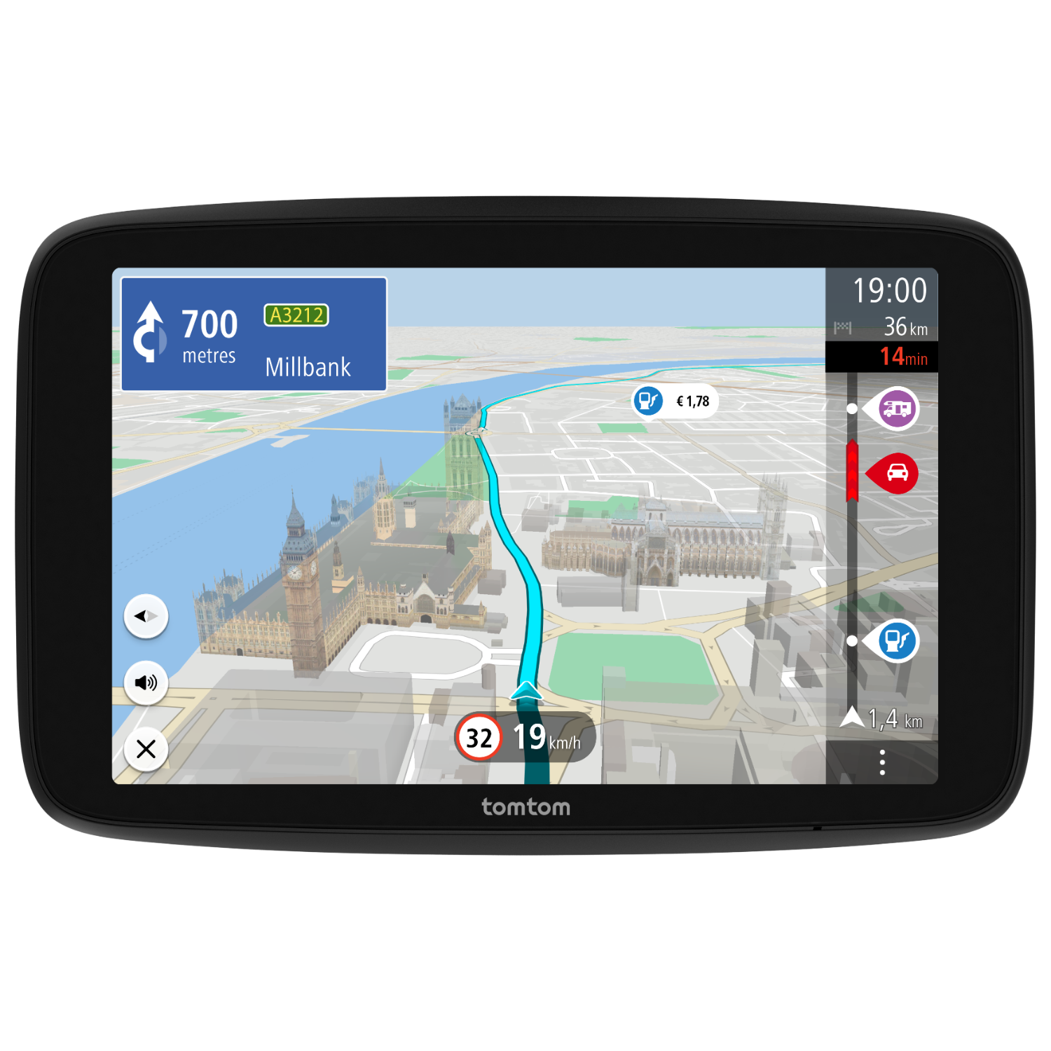 A car navigation system screen displaying a map.