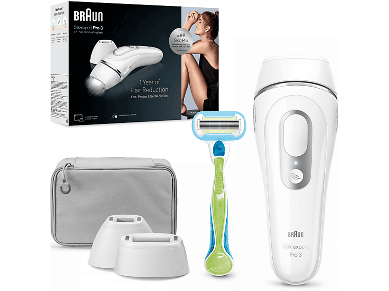 Braun PL3122 Silk-expert Pro IPL-Haarentfernungsgerät (Silber, mit VAR_Type_137118573, Netzbetrieb)