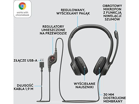 Słuchawki przewodowe LOGITECH Stereo Headset H390 981-000406