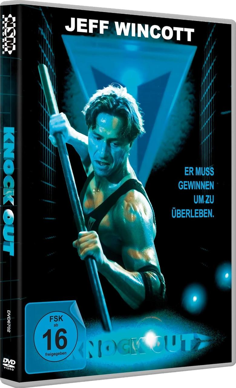 DVD-Hülle mit Mann, der Stock hält, Filmtitel Knock Out.
