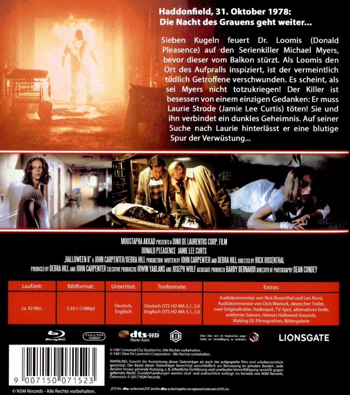Filmplakat mit Szenen aus einem Horrorfilm, einschließlich Text und Bildern.