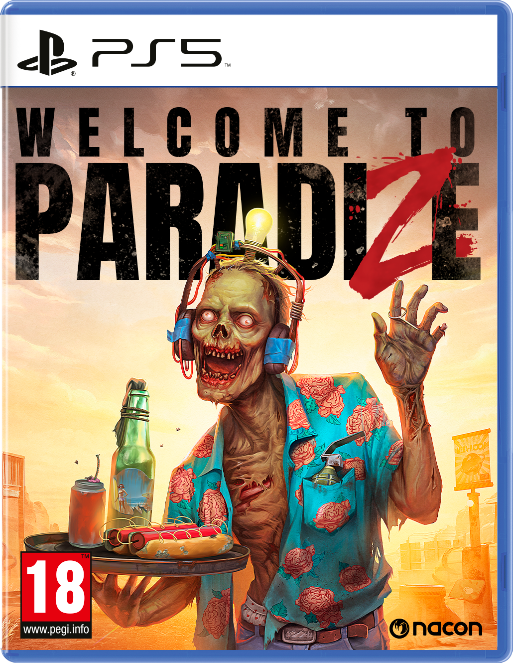 Gamecover: Zombie met dienblad, hotdog en fles.