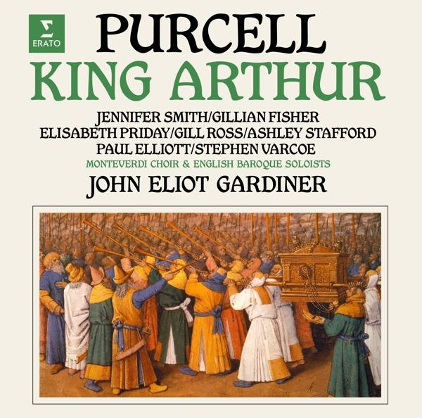 Album borító: 'King Arthur' szöveg és kreditek. Illusztráció emberekkel, hangszerekkel.
