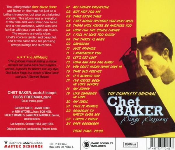 Rückseite des Chet Baker Albums, Trackliste, Bild von Chet Baker.