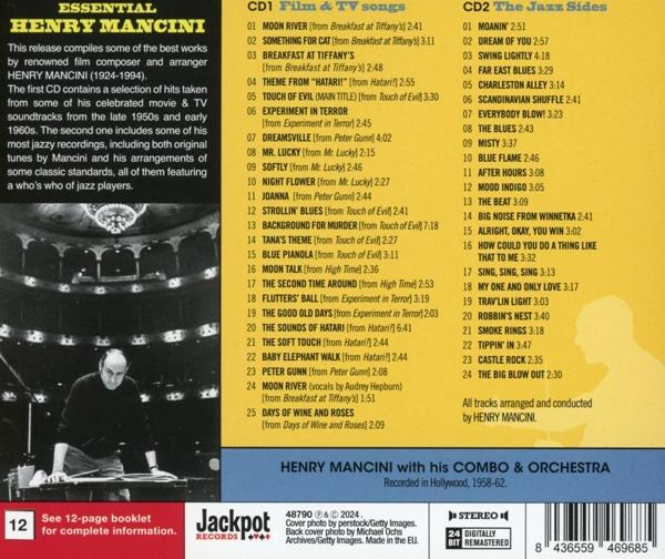 Die Rückseite einer CD-Hülle mit einer Liste von Liedern und Text.