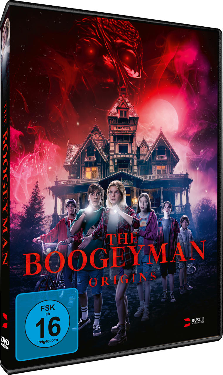 DVD-Hülle von 'The Boogeyman: Origins' mit mehreren Figuren vor einem Haus.