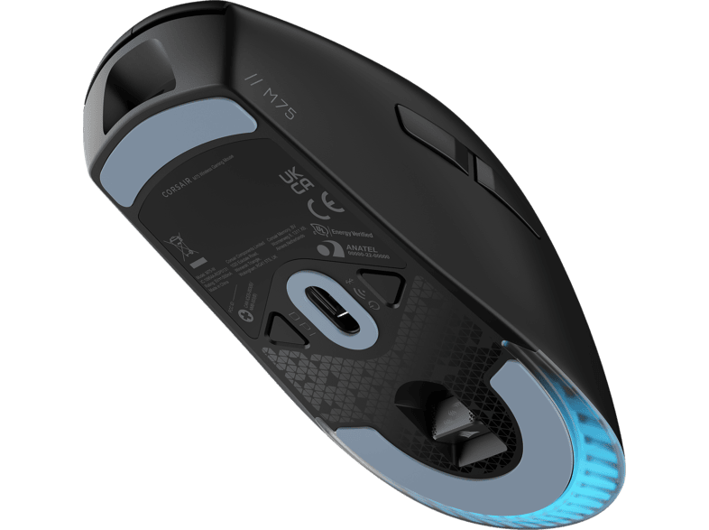 Corsair M75 Wireless Gaming Maus, 26000dpi, 1000Hz , USB-C/Bluetooth, USB-A Reciever, Schwarz — Foto 5 von 5