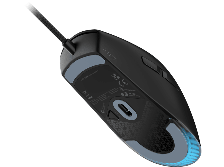 Corsair M75 Lightweight RGB Gaming Maus, 26000dpi, 8000Hz, USB-A Kabelgebunden, 50G, Schwarz — Foto 5 von 5