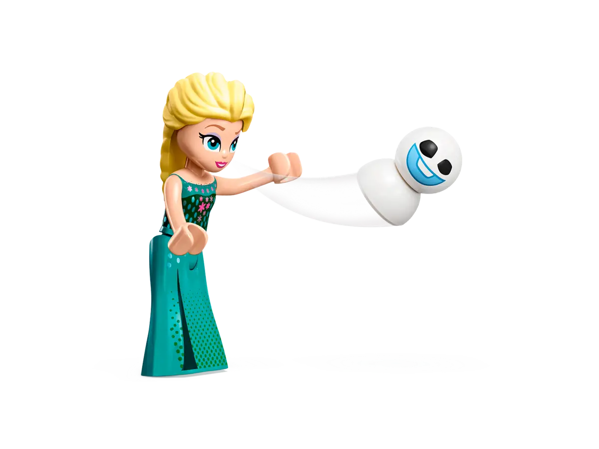 Figurka Lego blondynki w turkusowej sukience, trzymającej białego ducha.