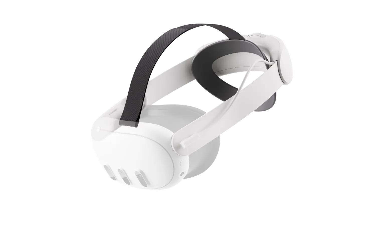Auriculares de realidad virtual blancos sobre fondo blanco.