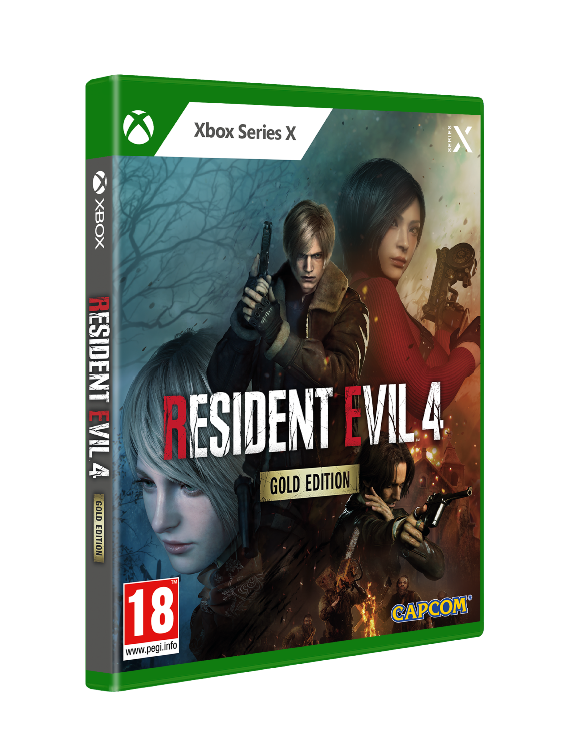 Portada del juego Resident Evil 4: Gold Edition, Xbox Series X, con personajes.