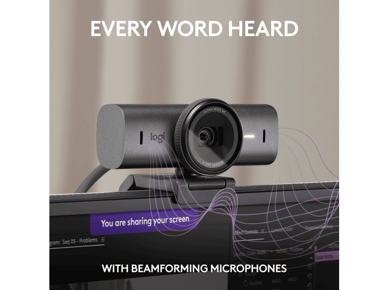 LOGITECH MX Brio 4K Ultra-HD-Webcam für Videokonferenzen und Streaming, USB, Grafit — Foto 3 von 5