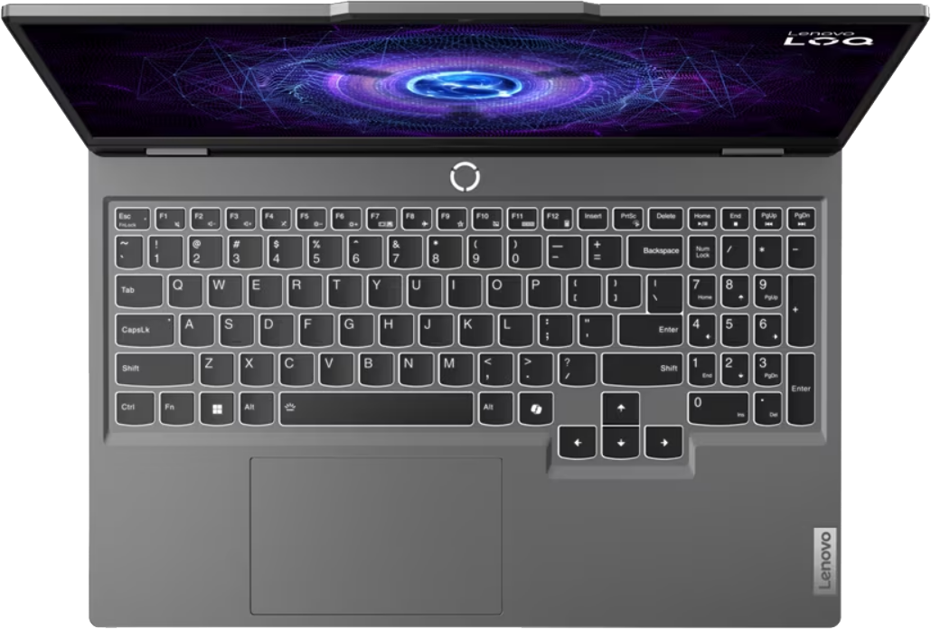 Laptop billentyűzet és touchpad felülnézetből.