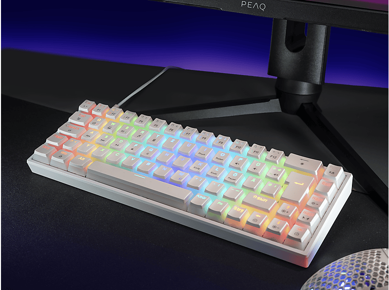 ISY IGK 5500-WT Gaming Tastatur, 65% Layout, Mechanisch, Pudding-Tastenkappen, qwertz, USB-C, Weiß — Foto 4 von 5